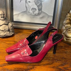 Nine West red leather heel